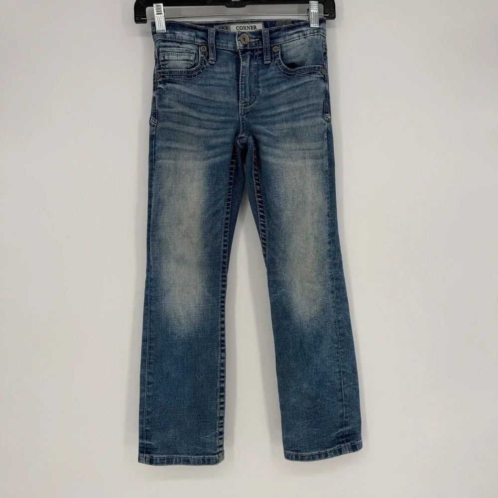 BKE Denim Conner Boys Straight Leg Jeans Size 8 Medium Wash FBK8077 Adjustable